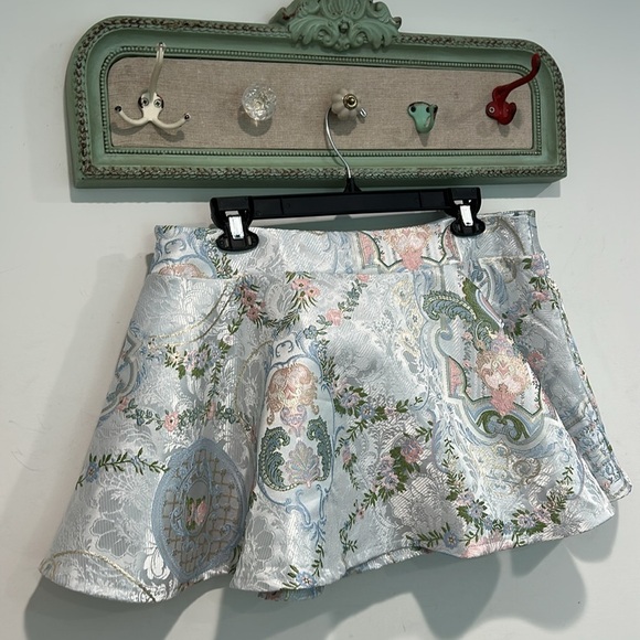 Sugar Thrillz Royal Regent Brocade Floral Patterned mini Skirt ice blue Pink xxl - Picture 6 of 6